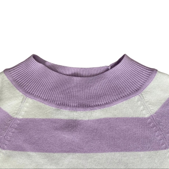 Chaps Purple and White Knit Mock-Neck Tee, Women’s Small - Picture 3 of 4
